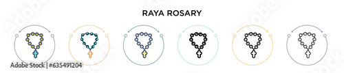 Raya rosary icon in filled, thin line, outline and stroke style. Vector illustration of two colored and black raya rosary vector icons designs can be used for mobile, ui, web