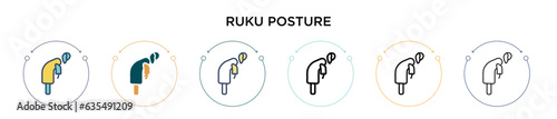 Ruku posture icon in filled, thin line, outline and stroke style. Vector illustration of two colored and black ruku posture vector icons designs can be used for mobile, ui, web