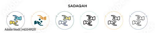 Sadaqah icon in filled, thin line, outline and stroke style. Vector illustration of two colored and black sadaqah vector icons designs can be used for mobile, ui, web