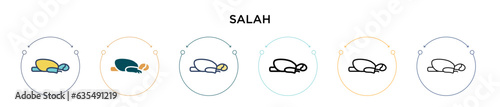 Salah icon in filled, thin line, outline and stroke style. Vector illustration of two colored and black salah vector icons designs can be used for mobile, ui, web