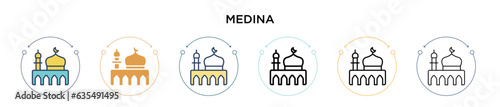 Medina icon in filled, thin line, outline and stroke style. Vector illustration of two colored and black medina vector icons designs can be used for mobile, ui, web