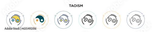 Taoism icon in filled, thin line, outline and stroke style. Vector illustration of two colored and black taoism vector icons designs can be used for mobile, ui, web