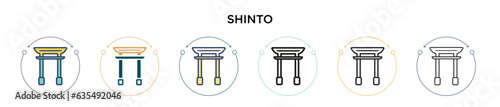 Shinto icon in filled, thin line, outline and stroke style. Vector illustration of two colored and black shinto vector icons designs can be used for mobile, ui, web