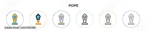 Pope icon in filled, thin line, outline and stroke style. Vector illustration of two colored and black pope vector icons designs can be used for mobile, ui, web