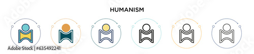 Humanism icon in filled, thin line, outline and stroke style. Vector illustration of two colored and black humanism vector icons designs can be used for mobile, ui, web