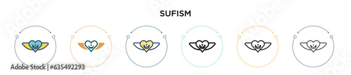 Sufism icon in filled, thin line, outline and stroke style. Vector illustration of two colored and black sufism vector icons designs can be used for mobile, ui, web