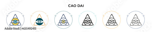 Cao dai icon in filled, thin line, outline and stroke style. Vector illustration of two colored and black cao dai vector icons designs can be used for mobile, ui, web
