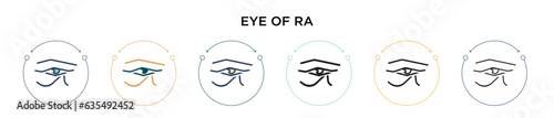 Eye of ra icon in filled, thin line, outline and stroke style. Vector illustration of two colored and black eye of ra vector icons designs can be used for mobile, ui, web