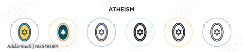 Atheism icon in filled, thin line, outline and stroke style. Vector illustration of two colored and black atheism vector icons designs can be used for mobile, ui, web