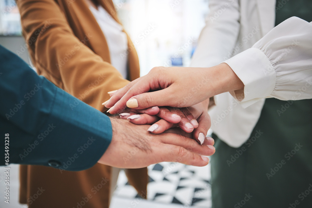 Stack, teamwork or hands of business people for a goal, mission or collaboration with support. Partnership, closeup or colleagues in meeting huddle with vision, motivation or solidarity together Stack, teamwork or hands of business people for a goal, mission or collaboration with support. Partnership, closeup or colleagues in meeting huddle with vision, motivation or solidarity together