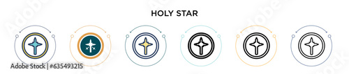 Holy star icon in filled, thin line, outline and stroke style. Vector illustration of two colored and black holy star vector icons designs can be used for mobile, ui, web