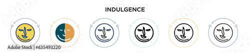 Indulgence icon in filled, thin line, outline and stroke style. Vector illustration of two colored and black indulgence vector icons designs can be used for mobile, ui, web