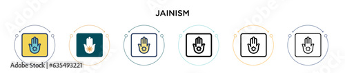 Jainism icon in filled, thin line, outline and stroke style. Vector illustration of two colored and black jainism vector icons designs can be used for mobile, ui, web