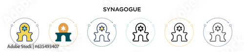 Synagogue icon in filled, thin line, outline and stroke style. Vector illustration of two colored and black synagogue vector icons designs can be used for mobile, ui, web
