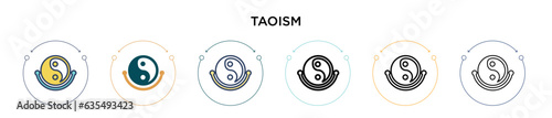 Taoism icon in filled, thin line, outline and stroke style. Vector illustration of two colored and black taoism vector icons designs can be used for mobile, ui, web