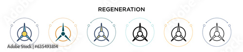 Regeneration icon in filled, thin line, outline and stroke style. Vector illustration of two colored and black regeneration vector icons designs can be used for mobile, ui, web
