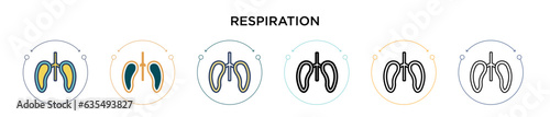 Respiration icon in filled, thin line, outline and stroke style. Vector illustration of two colored and black respiration vector icons designs can be used for mobile, ui, web