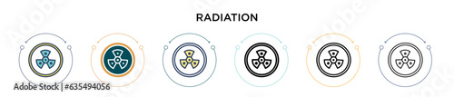 Radiation icon in filled, thin line, outline and stroke style. Vector illustration of two colored and black radiation vector icons designs can be used for mobile, ui, web