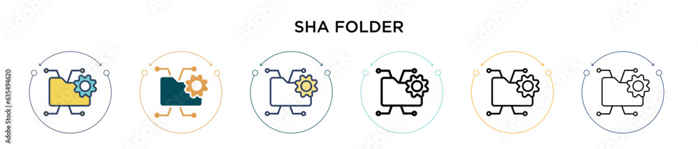Shared folder icon in filled, thin line, outline and stroke style ...