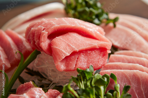 Various parts of fresh tuna sashimi