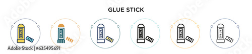 Glue stick icon in filled, thin line, outline and stroke style. Vector illustration of two colored and black glue stick vector icons designs can be used for mobile, ui, web