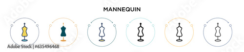 Mannequin icon in filled, thin line, outline and stroke style. Vector illustration of two colored and black mannequin vector icons designs can be used for mobile, ui, web