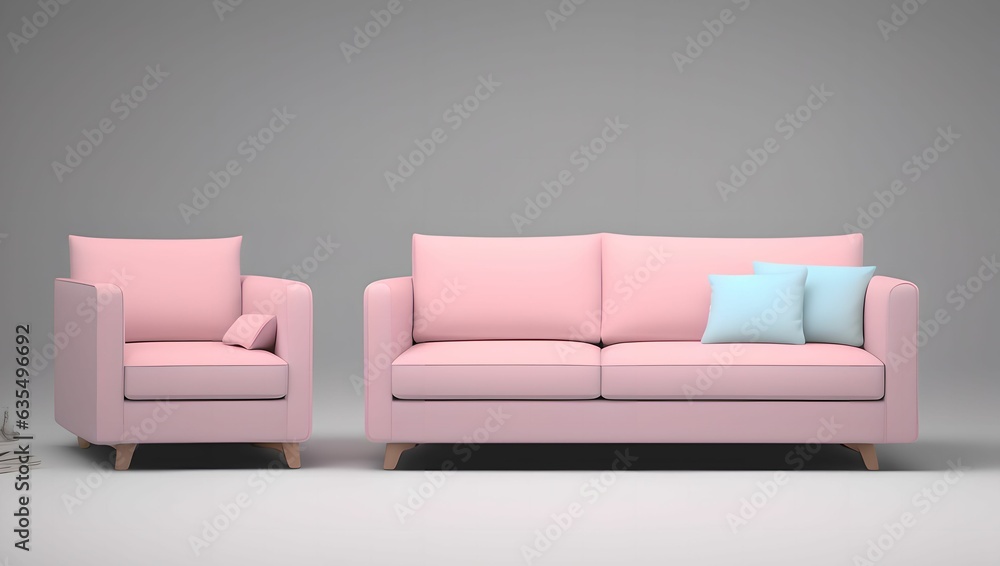 제목: Pastel living room.13 Interior design of house with comfort sofa and couch. mockup-Generative aI