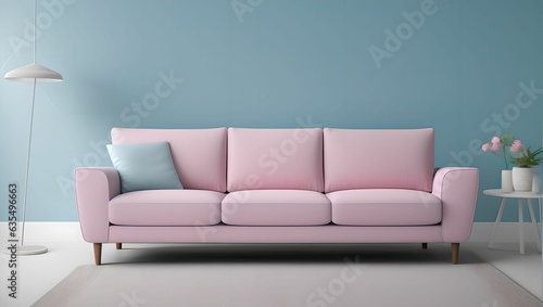 제목: Pastel living room.20 Interior design of house with comfort sofa and couch. mockup-Generative aI