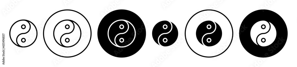 yin yang vector icon set. jing jang symbol in black color. karma sign. - obrazy, fototapety, plakaty 