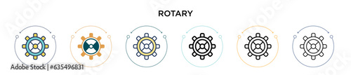 Rotary icon in filled, thin line, outline and stroke style. Vector illustration of two colored and black rotary vector icons designs can be used for mobile, ui, web