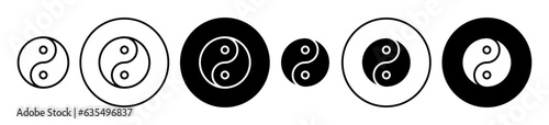 yin yang vector icon set. jing jang symbol in black color. karma sign. photo