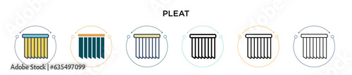 Pleat icon in filled, thin line, outline and stroke style. Vector illustration of two colored and black pleat vector icons designs can be used for mobile, ui, web