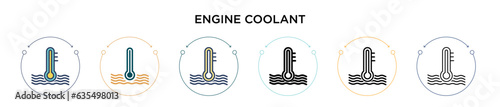 Engine coolant icon in filled, thin line, outline and stroke style. Vector illustration of two colored and black engine coolant vector icons designs can be used for mobile, ui, web
