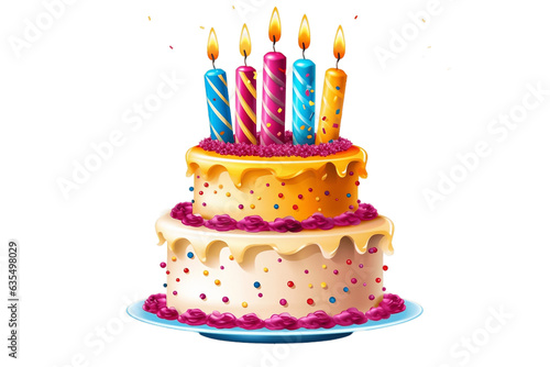 Birthday Cake on Transparent Background  PNG  Generative Ai