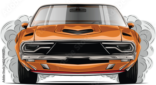 The muscle car was speeding, emitting smoke from the exhaust