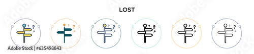 Lost icon in filled, thin line, outline and stroke style. Vector illustration of two colored and black lost vector icons designs can be used for mobile, ui, web