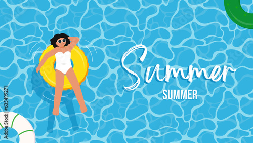girl relax in the pool in summer