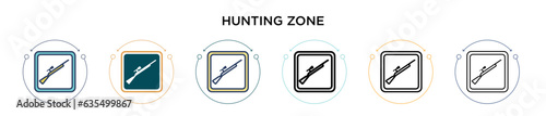 Hunting zone icon in filled, thin line, outline and stroke style. Vector illustration of two colored and black hunting zone vector icons designs can be used for mobile, ui, web