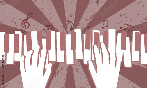 key piano design concept of decoration T-shirt designs, flyers, invitations, greeting cards, music advertising, illustrations, vectors.