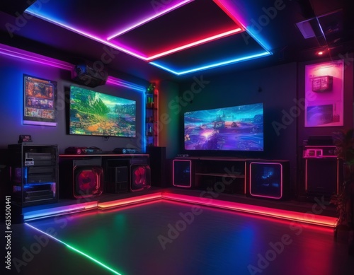 A big room with rgb gaming version