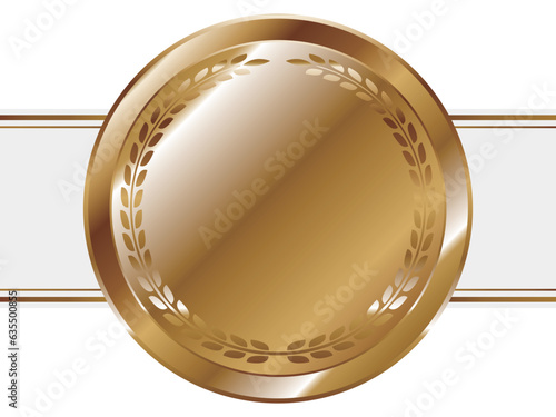 高級感のあるエンブレムの背景　横位置　ホワイト＆ゴールド