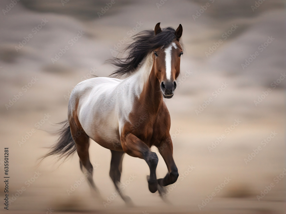 Fototapeta premium Wild horse running in the desert