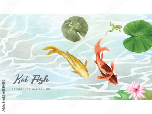 beautiful koi fish watercolor background