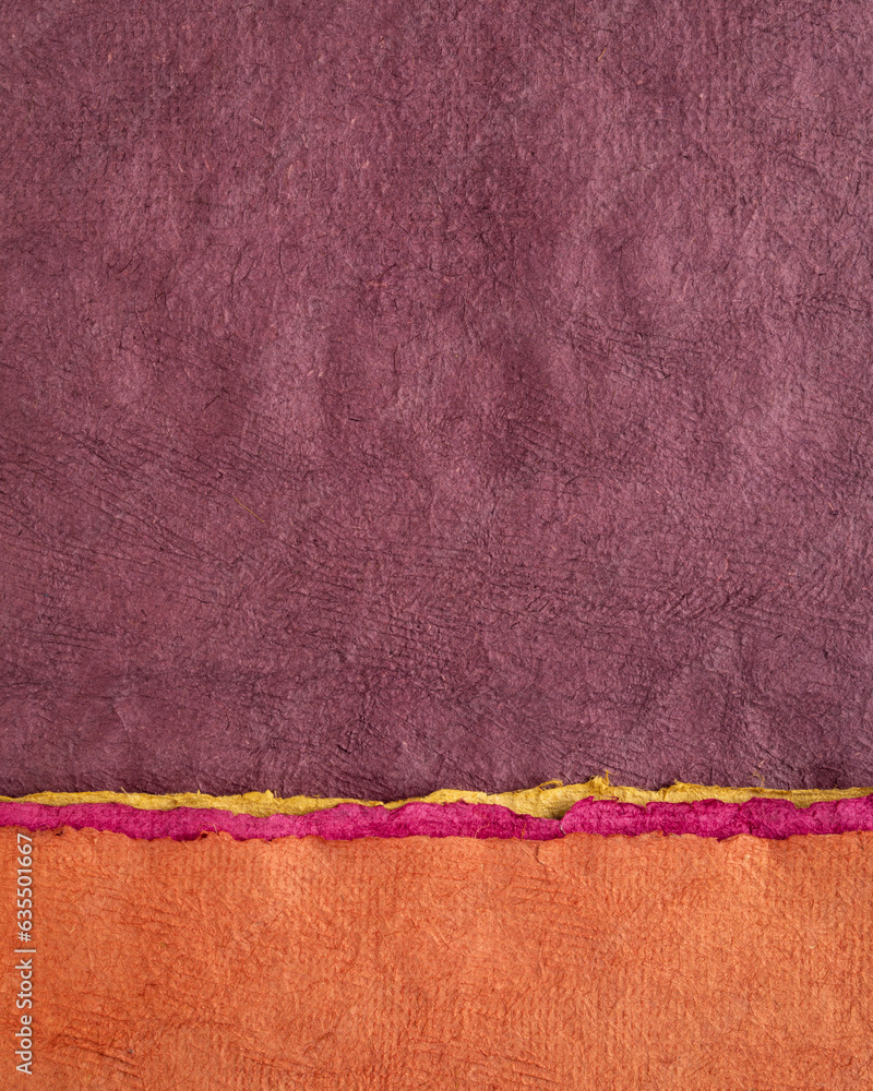 Fototapeta premium vivid abstract paper landscape in vertical format - collection of handmade textured art papers