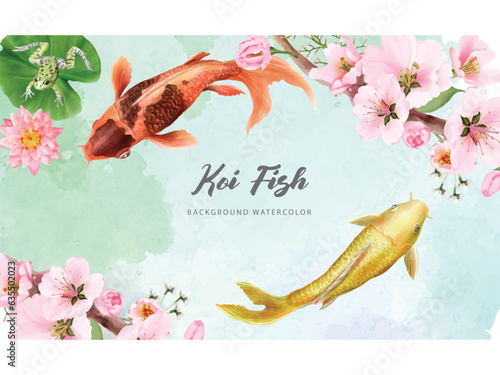 beautiful koi fish watercolor background