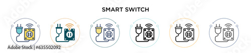 Smart switch icon in filled, thin line, outline and stroke style. Vector illustration of two colored and black smart switch vector icons designs can be used for mobile, ui, web