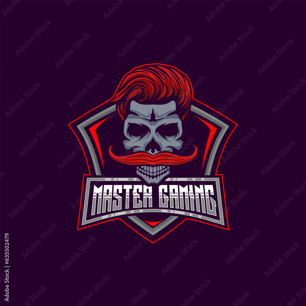 Skull Mascot E-Sport Logo Design Vector Template