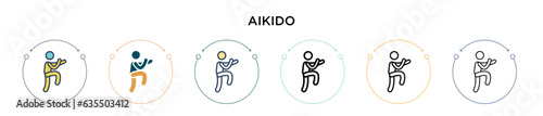 Aikido icon in filled, thin line, outline and stroke style. Vector illustration of two colored and black aikido vector icons designs can be used for mobile, ui, web