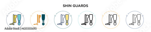 Shin guards icon in filled, thin line, outline and stroke style. Vector illustration of two colored and black shin guards vector icons designs can be used for mobile, ui, web