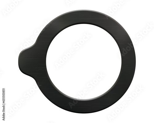 A rubber black round gasket with a slight protrusion or eyelet with a light, realistic texture isolated from the background. Detail for plumbing, engines and pipes. Vector illustration